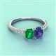 4 - Galina 7x5 mm Emerald Cut Emerald and 8x6 mm Oval Iolite 2 Stone Duo Ring 