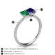 6 - Galina 7x5 mm Emerald Cut Emerald and 8x6 mm Oval Blue Sapphire 2 Stone Duo Ring 
