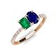 5 - Galina 7x5 mm Emerald Cut Emerald and 8x6 mm Oval Blue Sapphire 2 Stone Duo Ring 