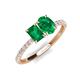 5 - Galina 7x5 mm Emerald Cut and 8x6 mm Oval Emerald 2 Stone Duo Ring 