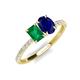 5 - Galina 7x5 mm Emerald Cut Emerald and 8x6 mm Oval Blue Sapphire 2 Stone Duo Ring 