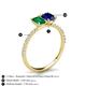 6 - Galina 7x5 mm Emerald Cut Emerald and 8x6 mm Oval Blue Sapphire 2 Stone Duo Ring 
