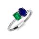 5 - Galina 7x5 mm Emerald Cut Emerald and 8x6 mm Oval Blue Sapphire 2 Stone Duo Ring 