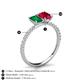 6 - Galina 7x5 mm Emerald Cut Emerald and 8x6 mm Oval Ruby 2 Stone Duo Ring 