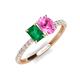 5 - Galina 7x5 mm Emerald Cut Emerald and 8x6 mm Oval Pink Sapphire 2 Stone Duo Ring 