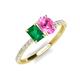5 - Galina 7x5 mm Emerald Cut Emerald and 8x6 mm Oval Pink Sapphire 2 Stone Duo Ring 
