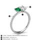 6 - Galina 7x5 mm Emerald Cut Emerald and 8x6 mm Oval White Sapphire 2 Stone Duo Ring 