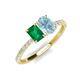5 - Galina 7x5 mm Emerald Cut Emerald and 8x6 mm Oval Aquamarine 2 Stone Duo Ring 