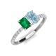 5 - Galina 7x5 mm Emerald Cut Emerald and 8x6 mm Oval Aquamarine 2 Stone Duo Ring 