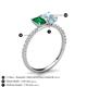 6 - Galina 7x5 mm Emerald Cut Emerald and 8x6 mm Oval Aquamarine 2 Stone Duo Ring 
