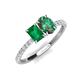5 - Galina 7x5 mm Emerald Cut Emerald and 8x6 mm Oval Lab Created Alexandrite 2 Stone Duo Ring 