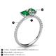 6 - Galina 7x5 mm Emerald Cut Emerald and 8x6 mm Oval Lab Created Alexandrite 2 Stone Duo Ring 