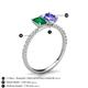 6 - Galina 7x5 mm Emerald Cut Emerald and 8x6 mm Oval Tanzanite 2 Stone Duo Ring 
