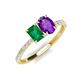 5 - Galina 7x5 mm Emerald Cut Emerald and 8x6 mm Oval Amethyst 2 Stone Duo Ring 