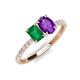 5 - Galina 7x5 mm Emerald Cut Emerald and 8x6 mm Oval Amethyst 2 Stone Duo Ring 