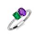 5 - Galina 7x5 mm Emerald Cut Emerald and 8x6 mm Oval Amethyst 2 Stone Duo Ring 