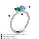 6 - Galina 7x5 mm Emerald Cut Emerald and 8x6 mm Oval Blue Topaz 2 Stone Duo Ring 