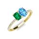 5 - Galina 7x5 mm Emerald Cut Emerald and 8x6 mm Oval Blue Topaz 2 Stone Duo Ring 