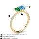 6 - Galina 7x5 mm Emerald Cut Emerald and 8x6 mm Oval Blue Topaz 2 Stone Duo Ring 