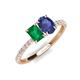 5 - Galina 7x5 mm Emerald Cut Emerald and 8x6 mm Oval Iolite 2 Stone Duo Ring 