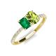 5 - Galina 7x5 mm Emerald Cut Emerald and 8x6 mm Oval Peridot 2 Stone Duo Ring 