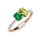 5 - Galina 7x5 mm Emerald Cut Emerald and 8x6 mm Oval Peridot 2 Stone Duo Ring 