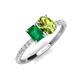 5 - Galina 7x5 mm Emerald Cut Emerald and 8x6 mm Oval Peridot 2 Stone Duo Ring 
