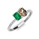 5 - Galina 7x5 mm Emerald Cut Emerald and 8x6 mm Oval Smoky Quartz 2 Stone Duo Ring 