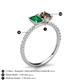 6 - Galina 7x5 mm Emerald Cut Emerald and 8x6 mm Oval Smoky Quartz 2 Stone Duo Ring 