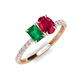 5 - Galina 7x5 mm Emerald Cut Emerald and 8x6 mm Oval Ruby 2 Stone Duo Ring 