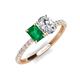5 - Galina 7x5 mm Emerald Cut Emerald and IGI Certified 8x6 mm Oval Lab Grown Diamond 2 Stone Duo Ring 