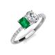 5 - Galina 7x5 mm Emerald Cut Emerald and 8x6 mm Oval Forever Brilliant Moissanite 2 Stone Duo Ring 