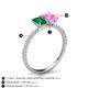 6 - Galina 7x5 mm Emerald Cut Emerald and 8x6 mm Oval Pink Sapphire 2 Stone Duo Ring 