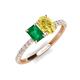 5 - Galina 7x5 mm Emerald Cut Emerald and 8x6 mm Oval Yellow Sapphire 2 Stone Duo Ring 