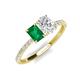 5 - Galina 7x5 mm Emerald Cut Emerald and 8x6 mm Oval White Sapphire 2 Stone Duo Ring 