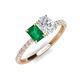 5 - Galina 7x5 mm Emerald Cut Emerald and 8x6 mm Oval White Sapphire 2 Stone Duo Ring 