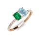5 - Galina 7x5 mm Emerald Cut Emerald and 8x6 mm Oval Aquamarine 2 Stone Duo Ring 