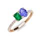 5 - Galina 7x5 mm Emerald Cut Emerald and 8x6 mm Oval Tanzanite 2 Stone Duo Ring 
