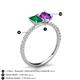 6 - Galina 7x5 mm Emerald Cut Emerald and 8x6 mm Oval Amethyst 2 Stone Duo Ring 