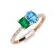5 - Galina 7x5 mm Emerald Cut Emerald and 8x6 mm Oval Blue Topaz 2 Stone Duo Ring 