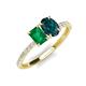 5 - Galina 7x5 mm Emerald Cut Emerald and 8x6 mm Oval London Blue Topaz 2 Stone Duo Ring 