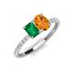 5 - Galina 7x5 mm Emerald Cut Emerald and 8x6 mm Oval Citrine 2 Stone Duo Ring 