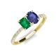 5 - Galina 7x5 mm Emerald Cut Emerald and 8x6 mm Oval Iolite 2 Stone Duo Ring 