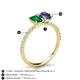 6 - Galina 7x5 mm Emerald Cut Emerald and 8x6 mm Oval Iolite 2 Stone Duo Ring 