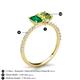 6 - Galina 7x5 mm Emerald Cut Emerald and 8x6 mm Oval Peridot 2 Stone Duo Ring 