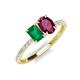 5 - Galina 7x5 mm Emerald Cut Emerald and 8x6 mm Oval Rhodolite Garnet 2 Stone Duo Ring 