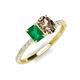 5 - Galina 7x5 mm Emerald Cut Emerald and 8x6 mm Oval Smoky Quartz 2 Stone Duo Ring 