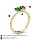 6 - Galina 7x5 mm Emerald Cut Emerald and 8x6 mm Oval Smoky Quartz 2 Stone Duo Ring 