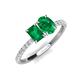 5 - Galina 7x5 mm Emerald Cut and 8x6 mm Oval Emerald 2 Stone Duo Ring 