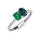 5 - Galina 7x5 mm Emerald Cut Emerald and 8x6 mm Oval London Blue Topaz 2 Stone Duo Ring 